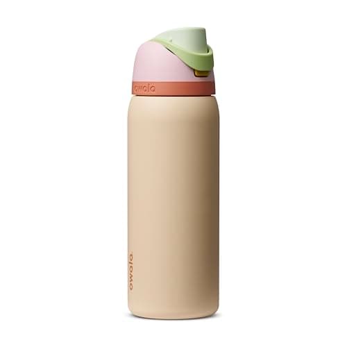 Owala FreeSip Stainless Steel Water Bottle 32 oz Pink/Tan (Desert Bloom)