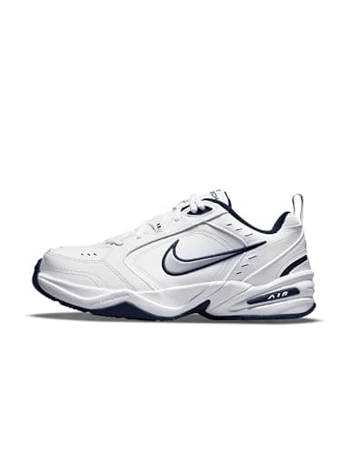 Nike Men's NIKE AIR MONARCH IV (4E) RUNNING SHOES -10.5; White / Metallic Silver-Midnight Navy