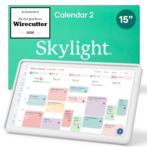 Skylight Calendar 2 - 15-inch Full HD Touchscreen Digital Calendar, Featured on Wirecutter - Wall Planner & Interactive Chore Chart, Smart Family Organizer, 16GB Storage, Wi-Fi, Wall Mount Included - Classic, White