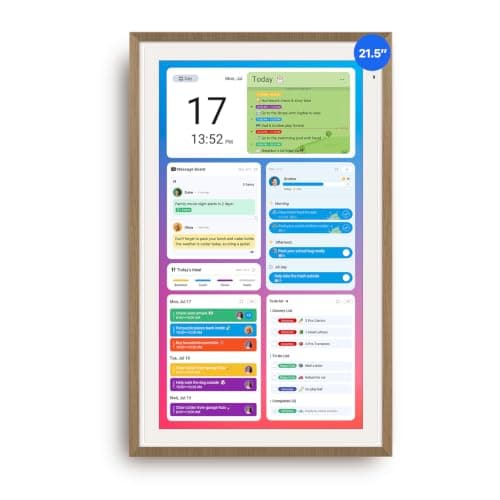 Apolosign 21.5-inch Digital Calendar, Smart Wall Planner with Calendar Sync, Chore Chart, Meal, Install Apps, Electronic Touchscreen Display for Family Schedules, Dual Mode, Wall Mount Included (Teak)