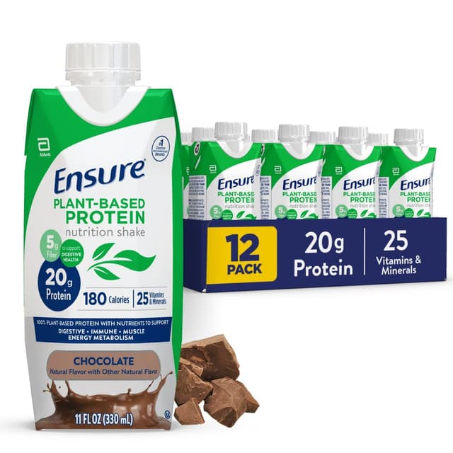 Select Accounts - $19.27 AC + S&S - Ensure Plant-Based Vegan Protein Nutrition Shake I Gluten-Free I Dairy-Free I Soy-Free Bottled Liquid Shake I 12 Pack (Chocolate or Vanilla)