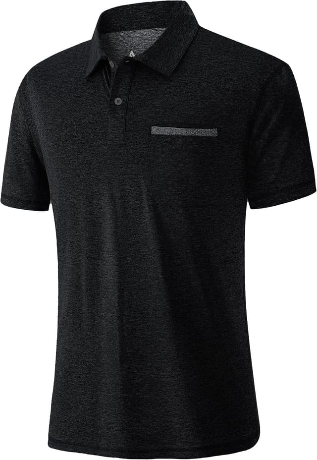 V VALANCH Men's Polo Shirts, Short Sleeve Moisture Wicking Casual Shirts with Pocket (Black) $6.99 AC