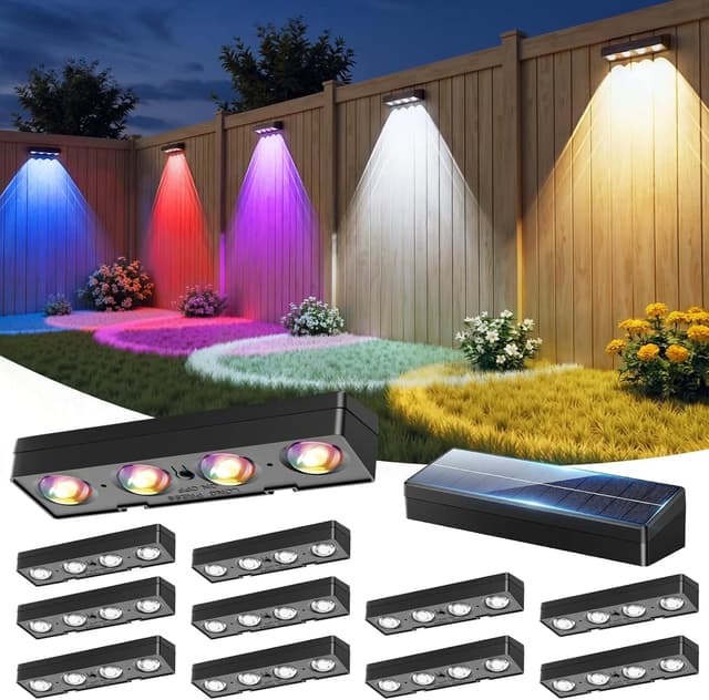12-Pack JOFIOS IP65 Solar Fence Lights w/ RGB & Warm/Cool White Modes $22.54 ($1.87 each) + Free Shipping w/ Prime or on $35+